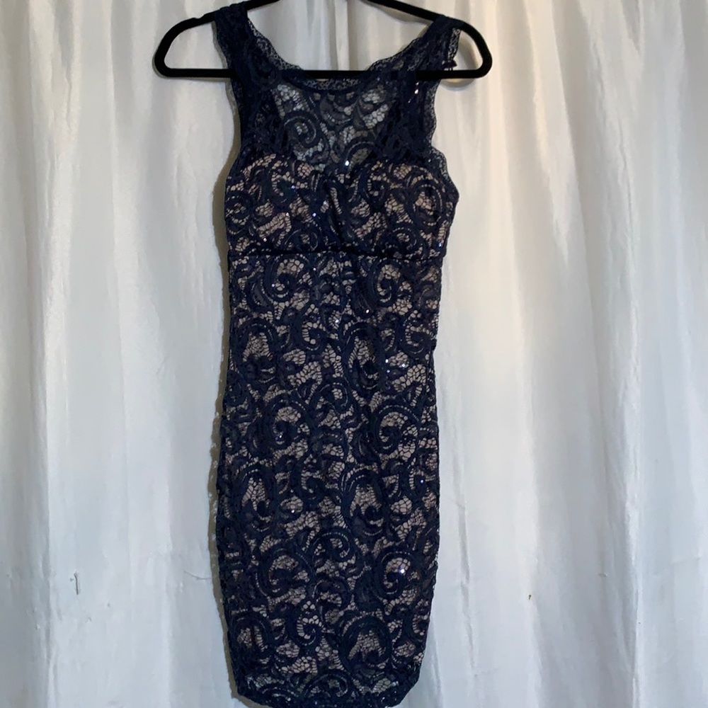 A navy blue with tan color inside